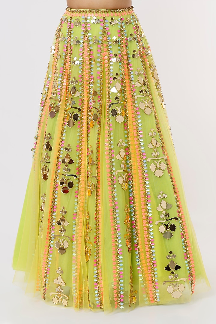 Lime Green Shaded Embroidered Bridal Lehenga Set by Papa Don't Preach by Shubhika at Pernia's Pop Up Shop