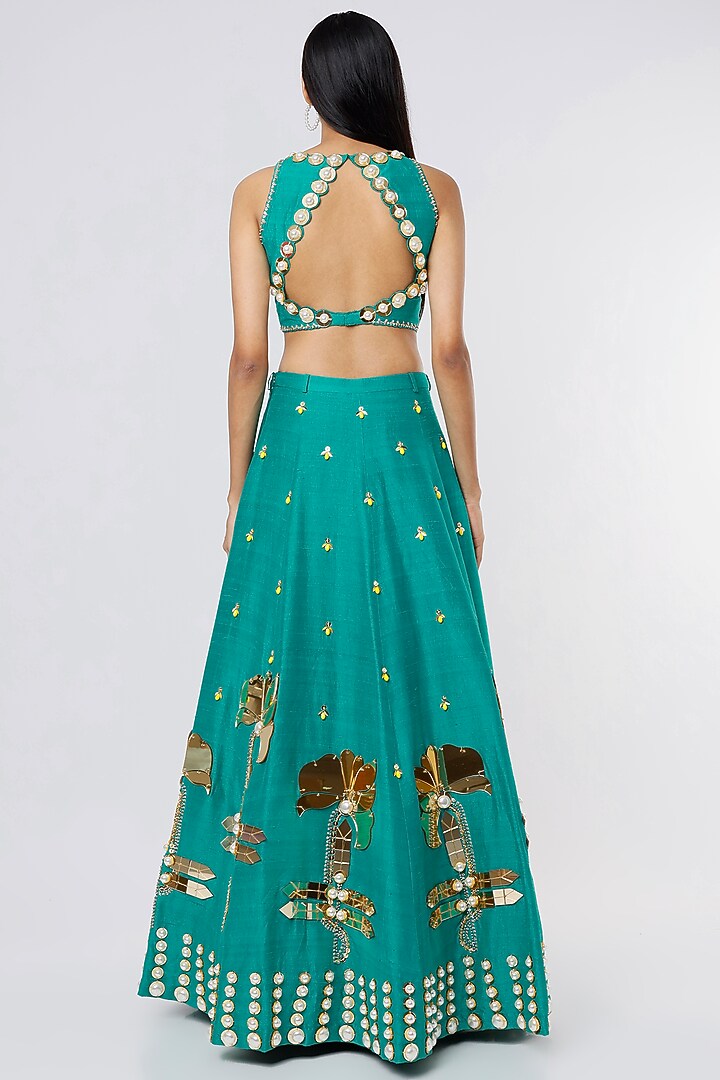 Forest Green Embroidered Bridal Lehenga Set by Papa Don't Preach by Shubhika at Pernia's Pop Up Shop
