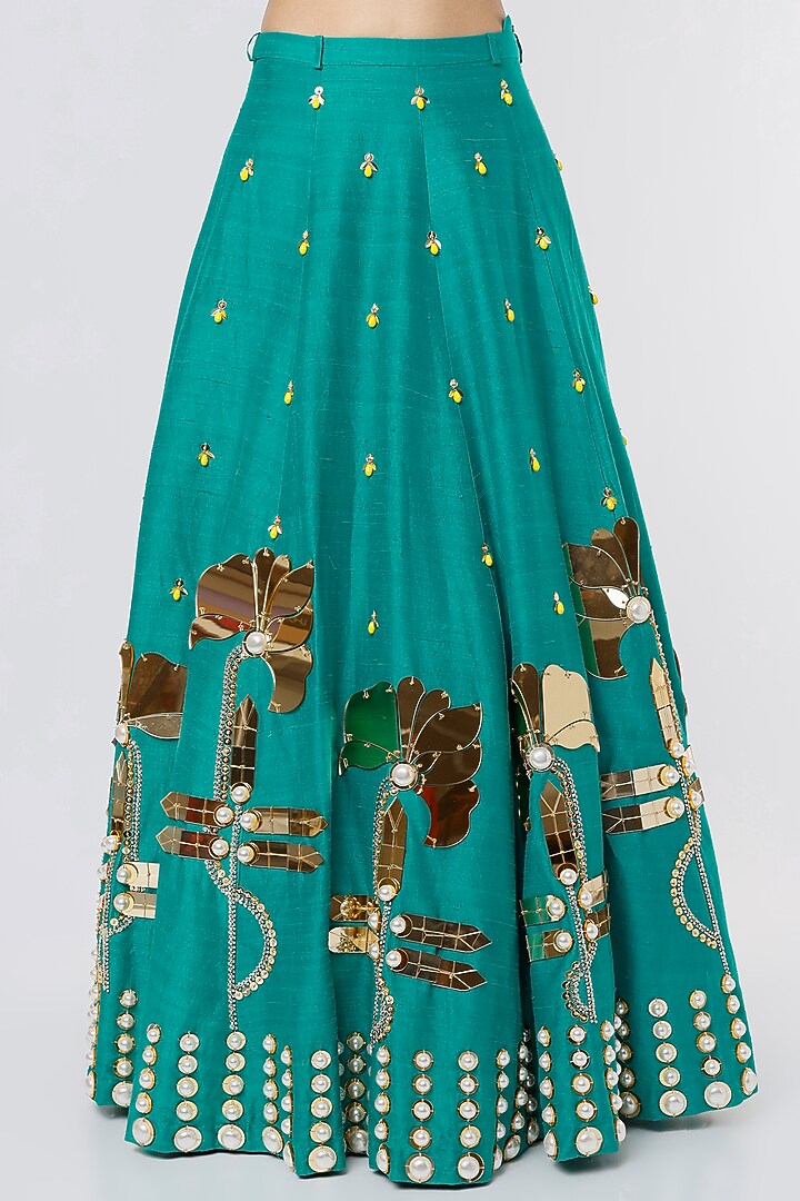 Forest Green Embroidered Bridal Lehenga Set by Papa Don't Preach by Shubhika at Pernia's Pop Up Shop