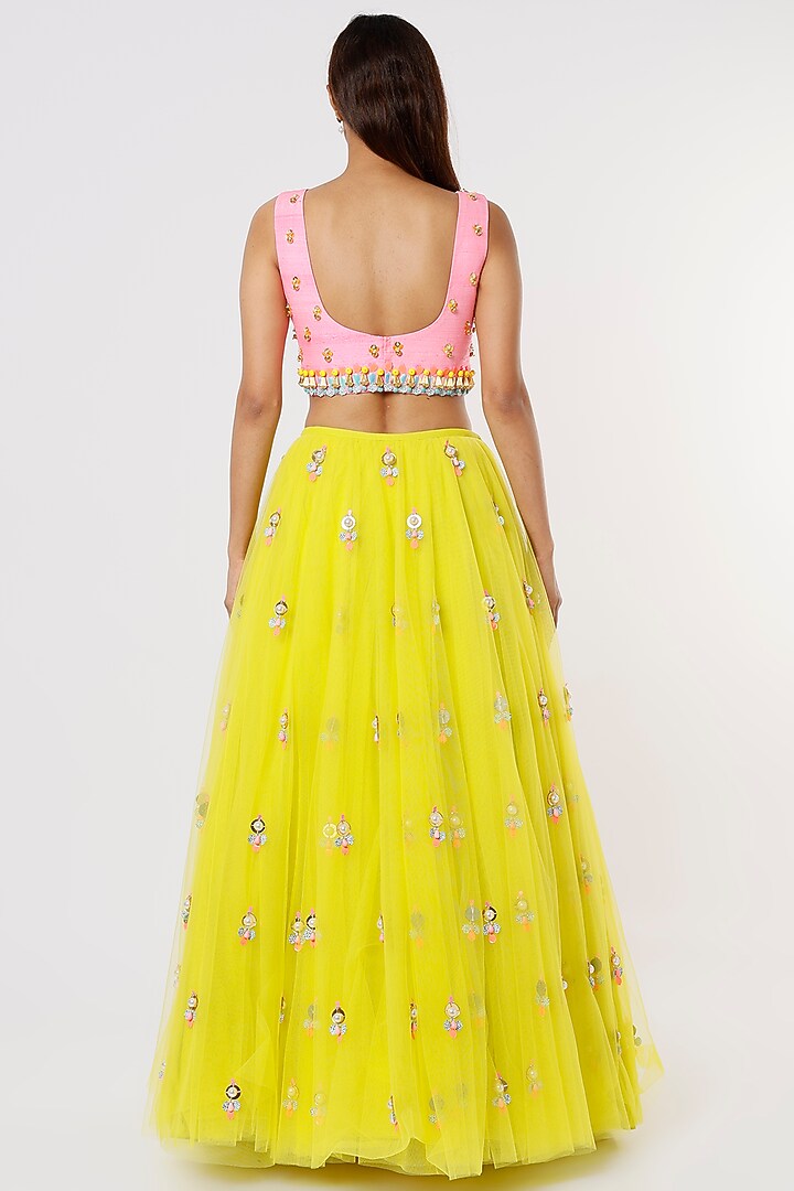 Lime Embroidered Bridal Lehenga Set by Papa Don't Preach by Shubhika at Pernia's Pop Up Shop