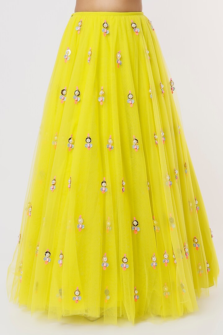 Lime Embroidered Bridal Lehenga Set by Papa Don't Preach by Shubhika at Pernia's Pop Up Shop