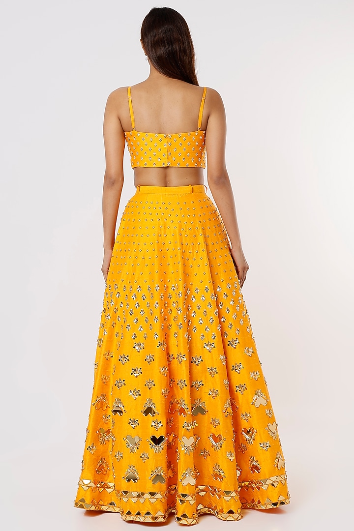 Mustard Yellow Embroidered Bridal Lehenga Set by Papa Don't Preach by Shubhika at Pernia's Pop Up Shop