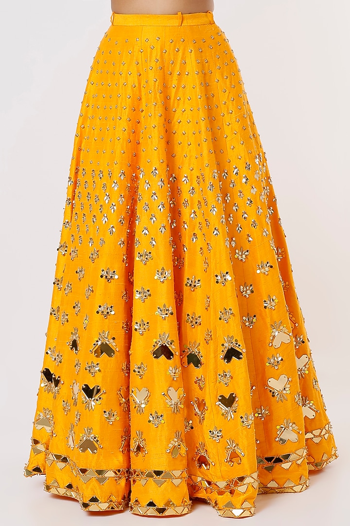 Mustard Yellow Embroidered Bridal Lehenga Set by Papa Don't Preach by Shubhika at Pernia's Pop Up Shop