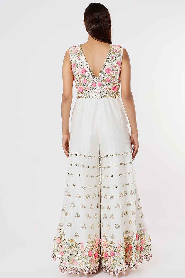 Ivory Embroidered Jumpsuit by Papa Don't Preach by Shubhika at Pernia's Pop Up Shop