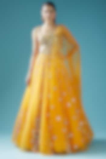 Yellow Embellished Bridal Lehenga Set by Papa Don't Preach by Shubhika at Pernia's Pop Up Shop