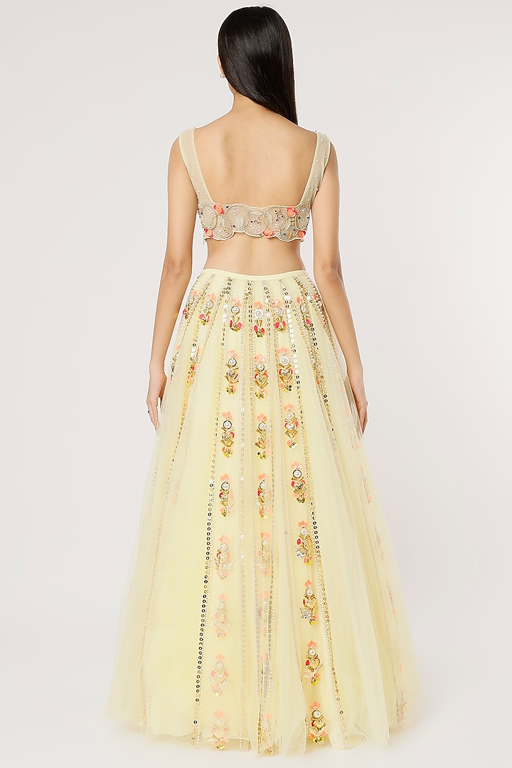Baby Yellow Embellished Bridal Lehenga Set by Papa Don't Preach by Shubhika at Pernia's Pop Up Shop