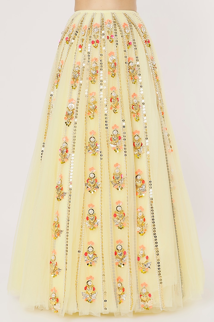 Baby Yellow Embellished Bridal Lehenga Set by Papa Don't Preach by Shubhika at Pernia's Pop Up Shop