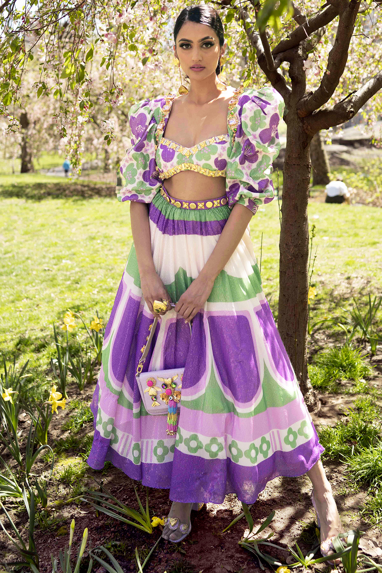 Purple Sequins Printed & Embellished Wedding Lehenga Set by PAPA DONT PREACH PRET at Pernia's Pop Up Shop