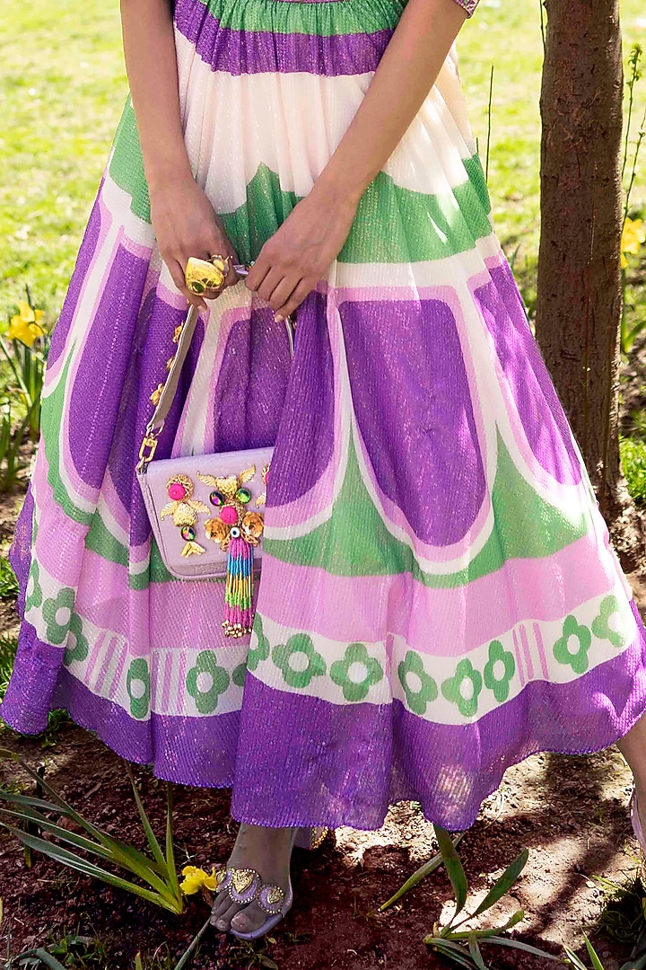 Purple Sequins Printed & Embellished Wedding Lehenga Set by PAPA DONT PREACH PRET at Pernia's Pop Up Shop