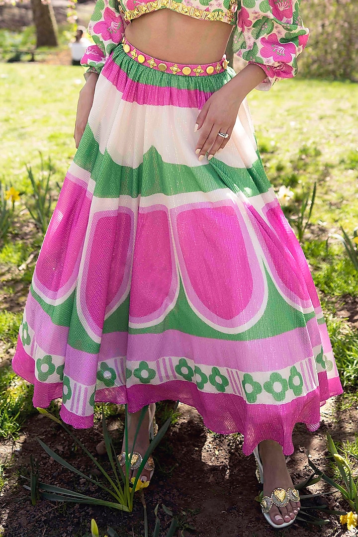 Pink Sequins Printed & Embellished Wedding Lehenga Set by PAPA DONT PREACH PRET at Pernia's Pop Up Shop