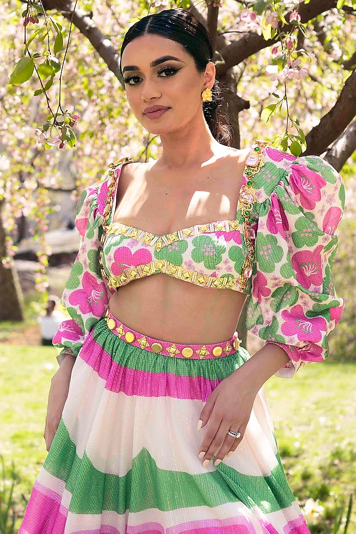 Pink Sequins Printed & Embellished Wedding Lehenga Set by PAPA DONT PREACH PRET at Pernia's Pop Up Shop