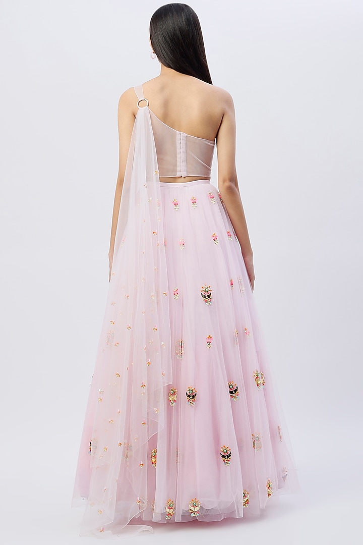 Blush Pink Embroidered Bridal Lehenga Set  by Papa Don't Preach by Shubhika at Pernia's Pop Up Shop