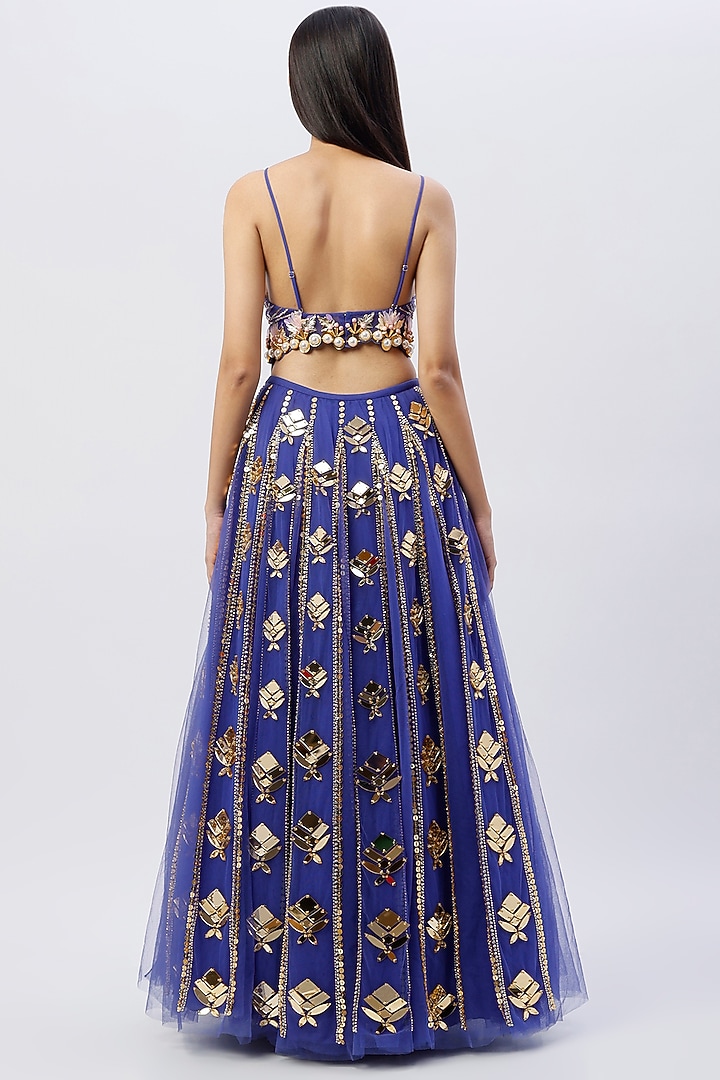 Purple Embroidered Bridal Lehenga Set by Papa Don't Preach by Shubhika at Pernia's Pop Up Shop