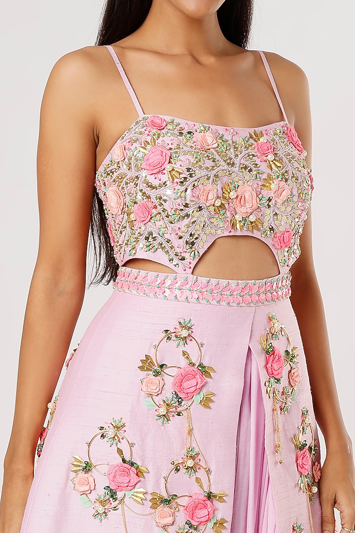 Lilac Embellished Dhoti Jumpsuit by Papa Don't Preach by Shubhika at Pernia's Pop Up Shop