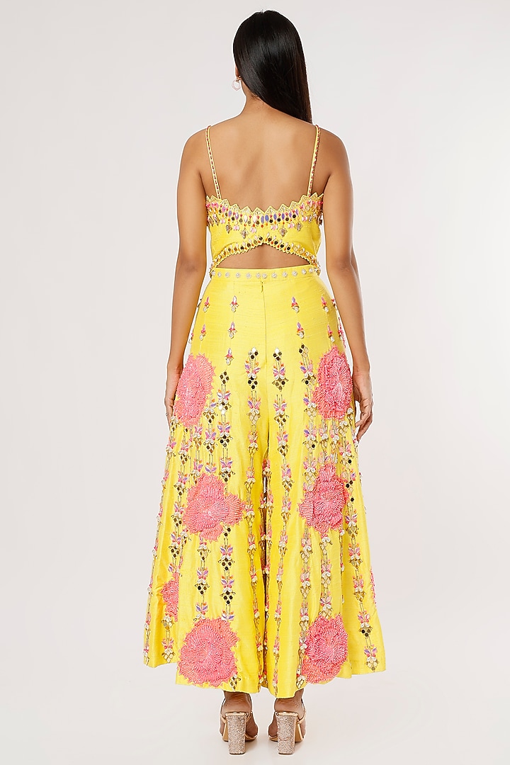 Yellow Embroidered Jumpsuit by Papa Don't Preach by Shubhika at Pernia's Pop Up Shop