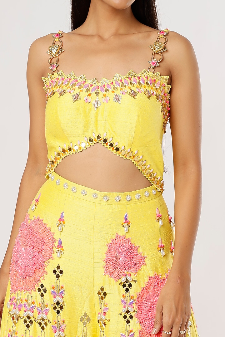 Yellow Embroidered Jumpsuit by Papa Don't Preach by Shubhika at Pernia's Pop Up Shop