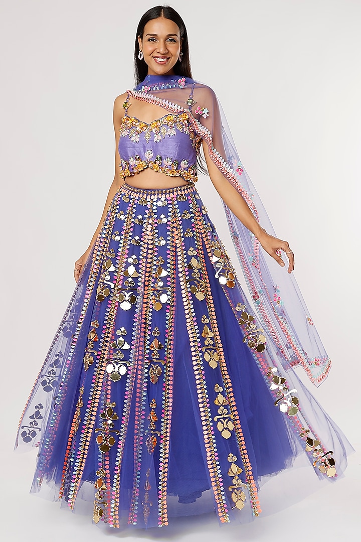 Purple Embroidered Lehenga Set by Papa Don't Preach by Shubhika