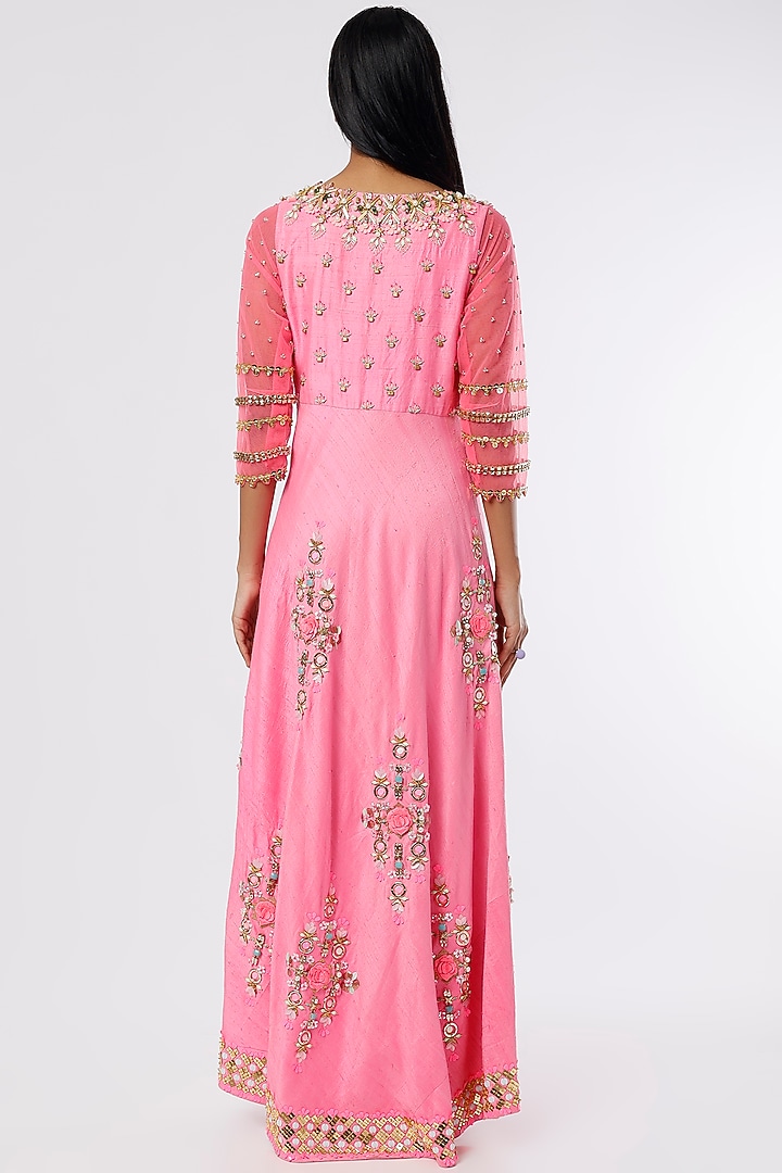 Bubblegum Pink Embellished Tunic Set by Papa Don't Preach by Shubhika at Pernia's Pop Up Shop