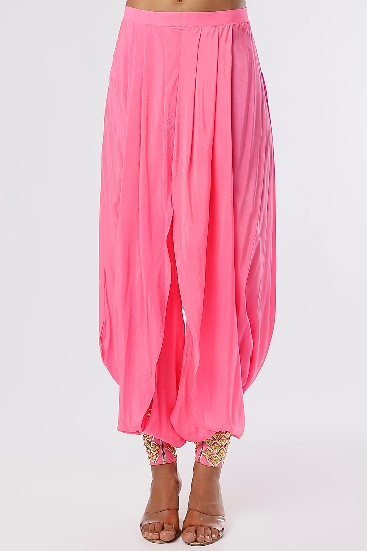 Bubblegum Pink Embellished Tunic Set by Papa Don't Preach by Shubhika at Pernia's Pop Up Shop