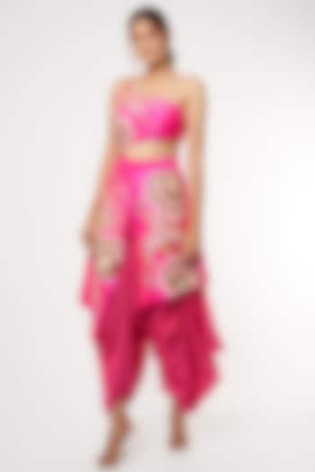 Pink 3D Embroidered Dhoti Jumpsuit by Papa Don't Preach by Shubhika