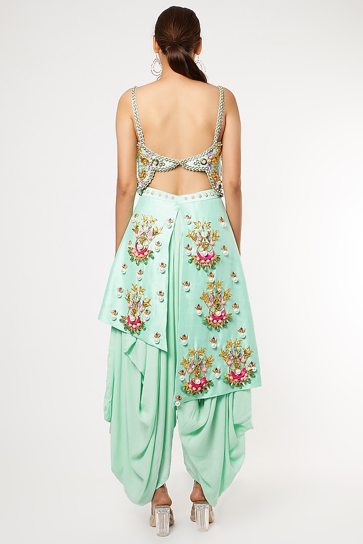 Sea Green Blue Embellished Jumpsuit by Papa Don't Preach by Shubhika at Pernia's Pop Up Shop