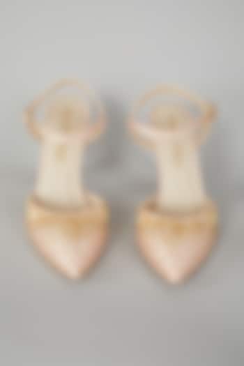 Light Rose Gold Embroidered Stiletto Shoes by Papa don't preach by Shubhika Accessories