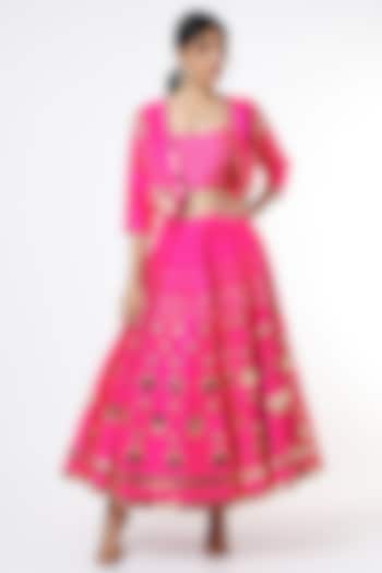 Pink Sequins Embellished Skirt Set by Papa Don't Preach by Shubhika