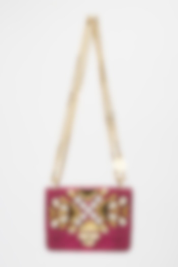 Plum Embellished Crossbody Bag by Papa don't preach by Shubhika Accessories