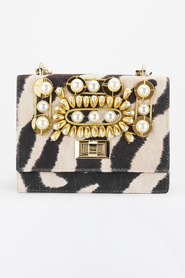 Multi Colored Printed & Embellished Crossbody Bag by Papa don't preach by Shubhika Accessories at Pernia's Pop Up Shop