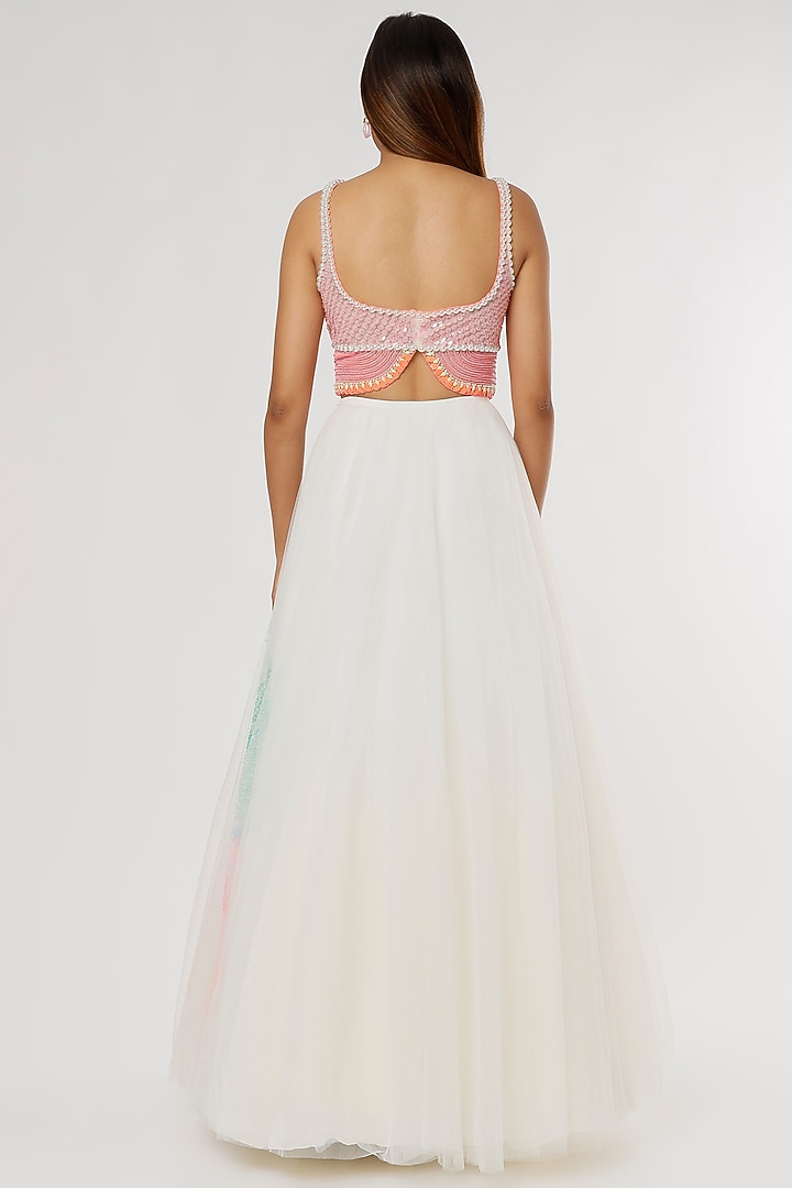 Ivory Tulle Bridal Lehenga Set by Papa Don't Preach by Shubhika at Pernia's Pop Up Shop