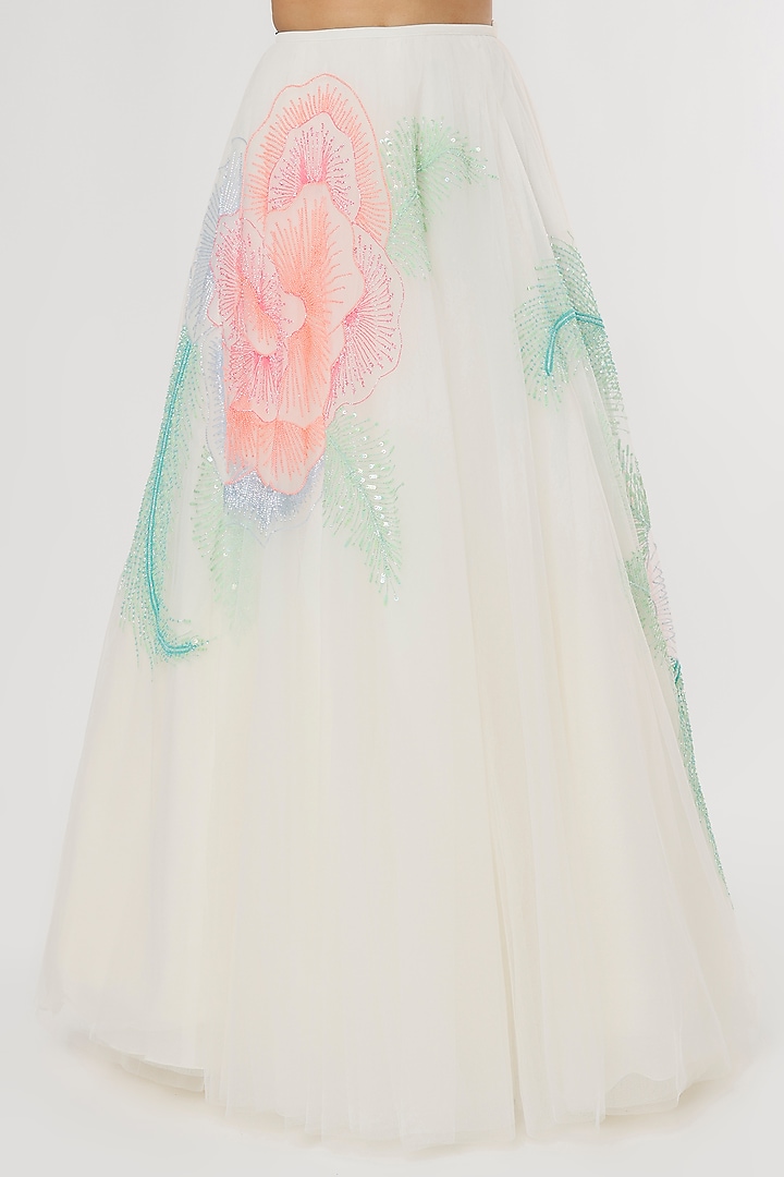 Ivory Tulle Bridal Lehenga Set by Papa Don't Preach by Shubhika at Pernia's Pop Up Shop