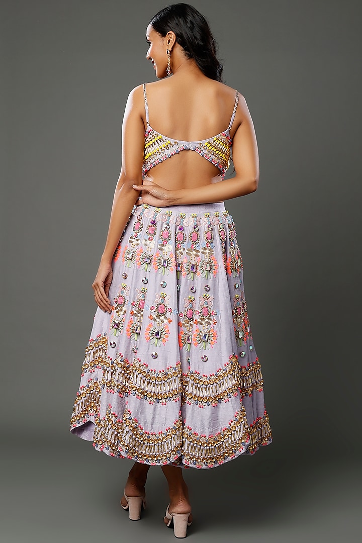 Mauve Embroidered Bridal Lehenga Set by Papa don't preach by Shubhika at Pernia's Pop Up Shop