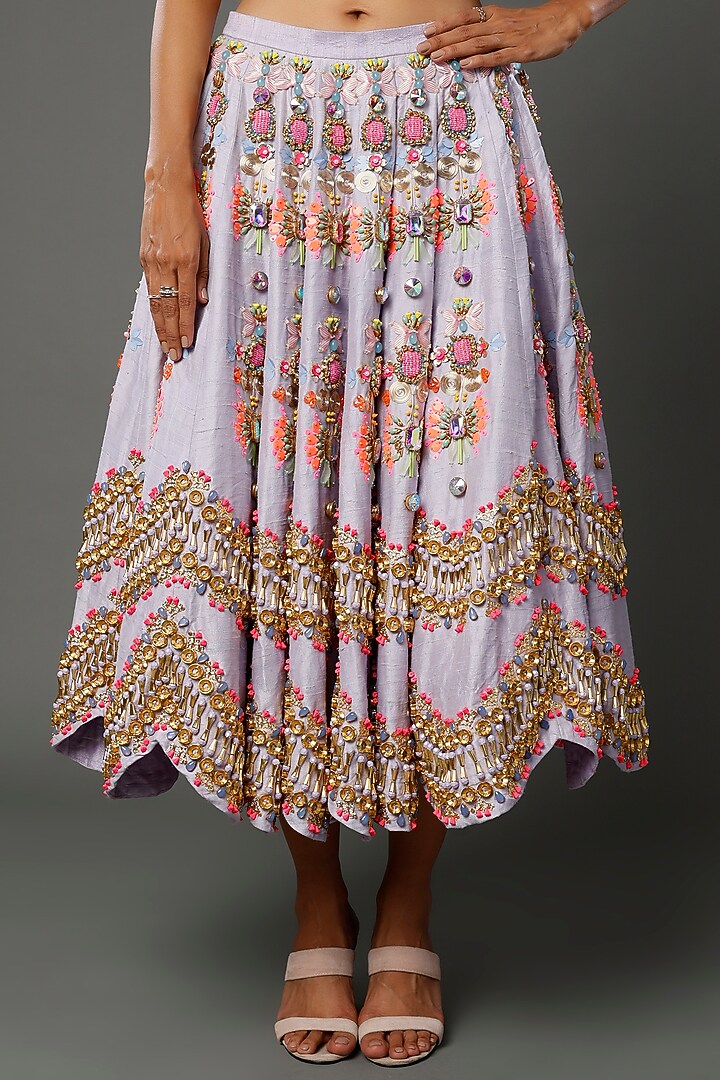 Mauve Embroidered Bridal Lehenga Set by Papa don't preach by Shubhika at Pernia's Pop Up Shop
