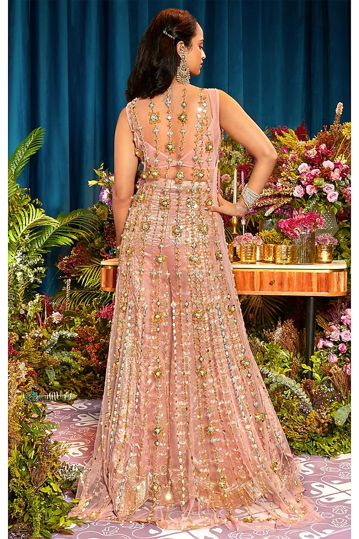 Baby Pink Foil Bridal Sharara Set by Papa Don't Preach by Shubhika at Pernia's Pop Up Shop
