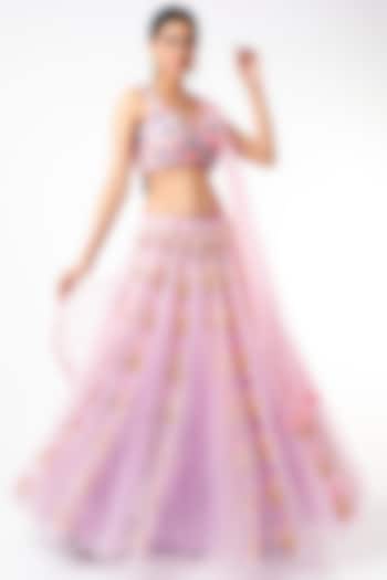 Lilac Sequins Embellished Lehenga Set by Papa Don't Preach by Shubhika