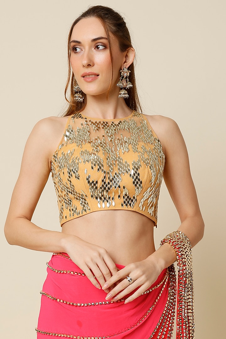 Multi-Colored Embroidered Pre-Stitched Reception Saree Set by Papa Don't Preach by Shubhika at Pernia's Pop Up Shop