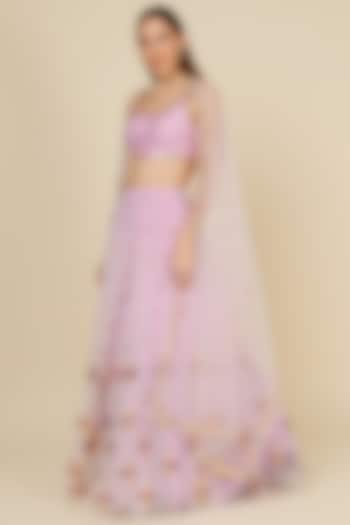 Lilac Embroidered Bridal Lehenga Set by Papa Don't Preach by Shubhika at Pernia's Pop Up Shop
