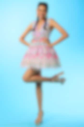 Multi-Coloured Embroidered Mini Party Wear Dress by Papa Don't Preach by Shubhika at Pernia's Pop Up Shop