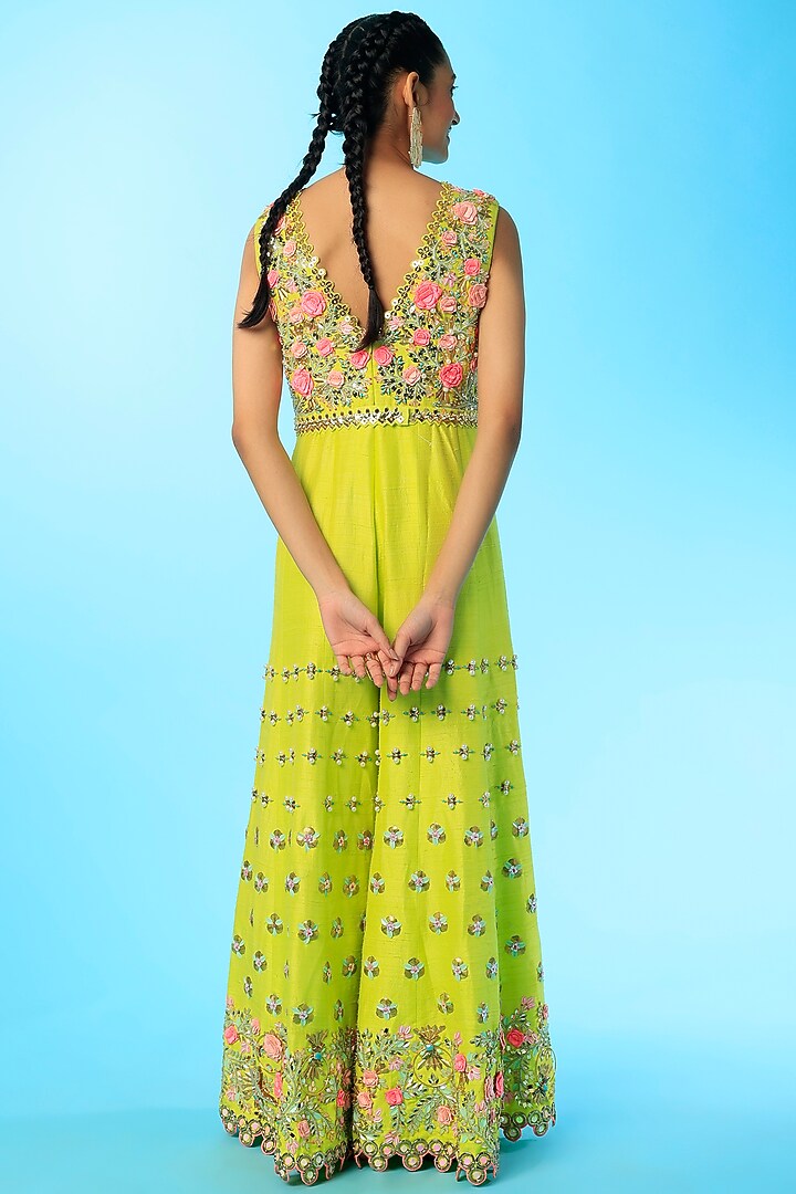Lime Embroidered Jumpsuit by Papa Don't Preach by Shubhika at Pernia's Pop Up Shop
