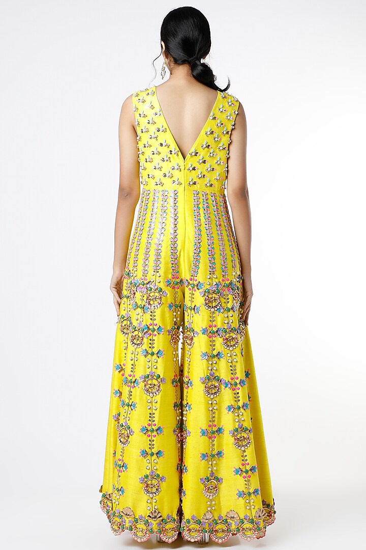 Lime 3D Embellished Jumpsuit by Papa Don't Preach by Shubhika at Pernia's Pop Up Shop