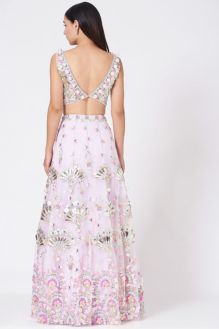 Lilac Embroidered Bridal Lehenga Set by Papa Don't Preach by Shubhika at Pernia's Pop Up Shop