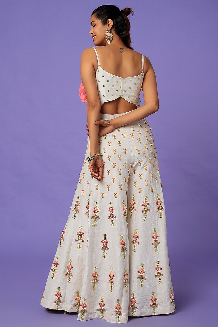 White Embroidered Jumpsuit by Papa Don't Preach by Shubhika at Pernia's Pop Up Shop