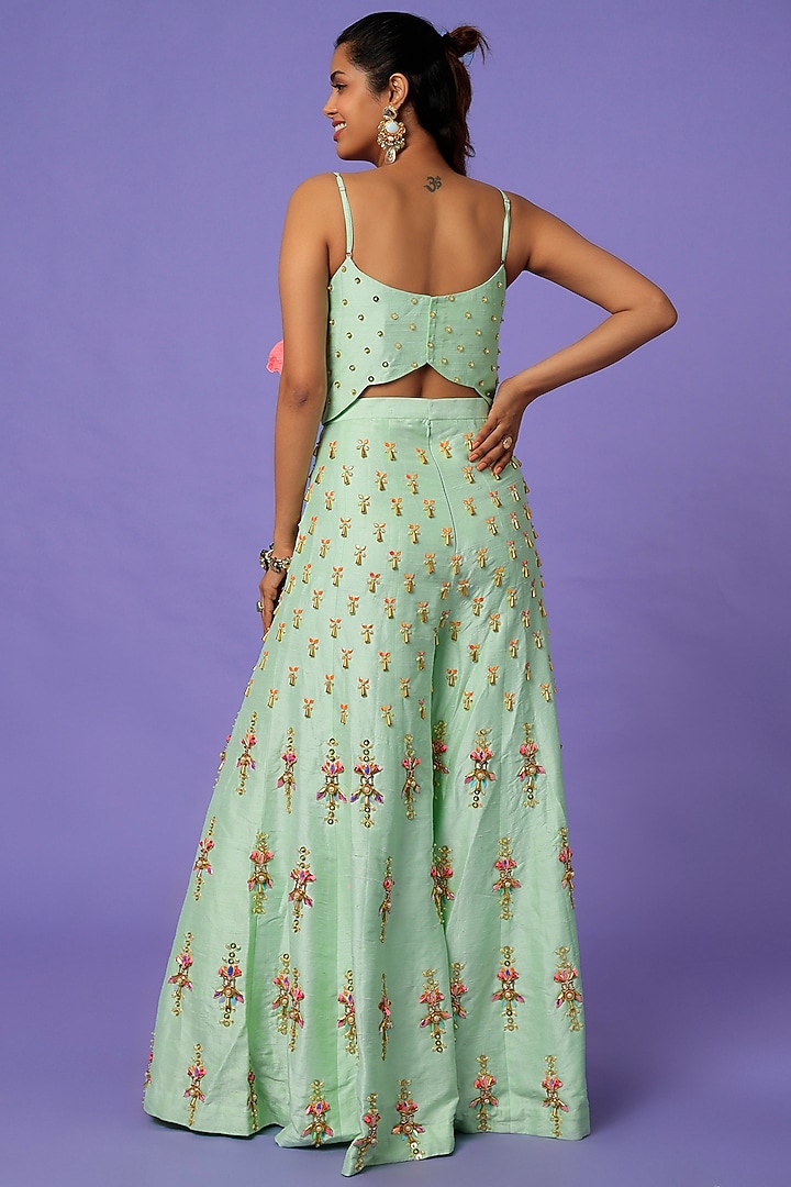 Mint Embroidered Jumpsuit by Papa Don't Preach by Shubhika at Pernia's Pop Up Shop