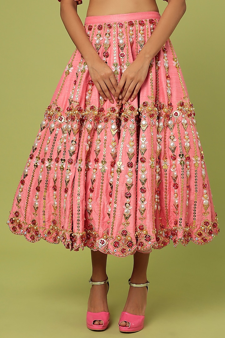 Blush Pink Embroidered Bridal Lehenga Set by Papa Don't Preach by Shubhika at Pernia's Pop Up Shop