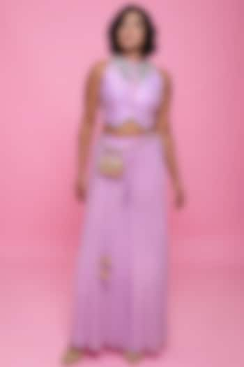 Lilac Georgette Palazzo Pant Set by Papa Don't Preach by Shubhika at Pernia's Pop Up Shop