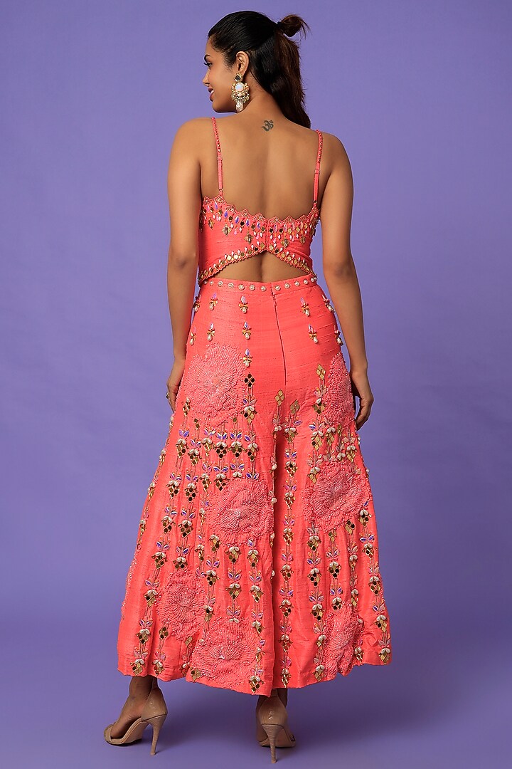 Fuchsia Hand Embroidered Jumpsuit by Papa Don't Preach by Shubhika at Pernia's Pop Up Shop