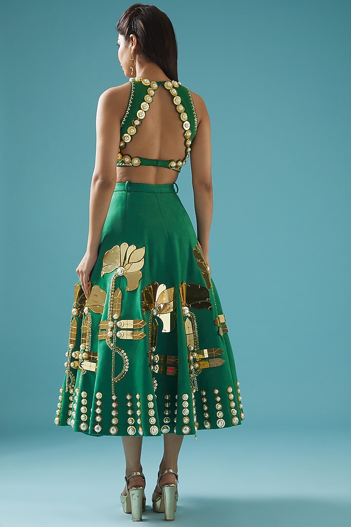 Green Embellished Bridal Lehenga Set by Papa Don't Preach by Shubhika at Pernia's Pop Up Shop