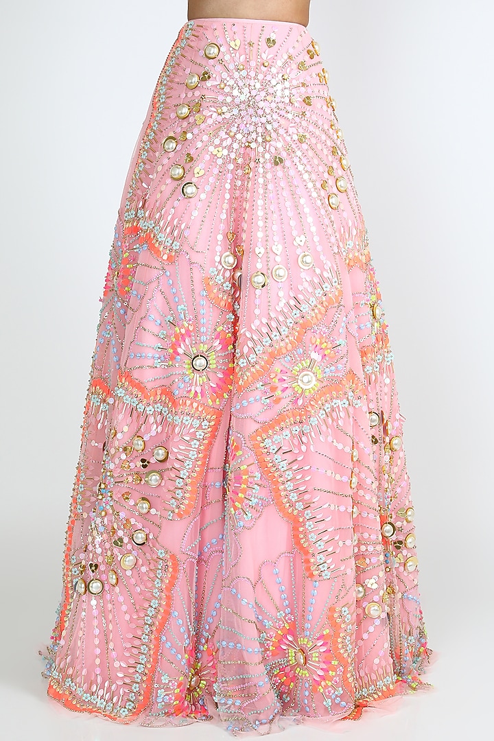 Blush Pink Embroidered Bridal Lehenga Set by Papa Don'T Preach By Shubhika at Pernia's Pop Up Shop