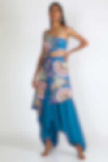 Electric Blue Embroidered One-Shoulder Jumpsuit by Papa Don'T Preach By Shubhika at Pernia's Pop Up Shop