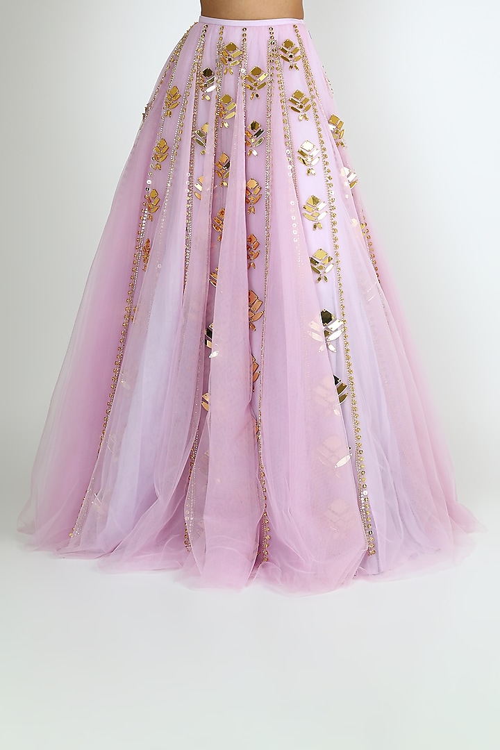 Lilac Embroidered Bridal Lehenga Set by Papa Don'T Preach By Shubhika at Pernia's Pop Up Shop